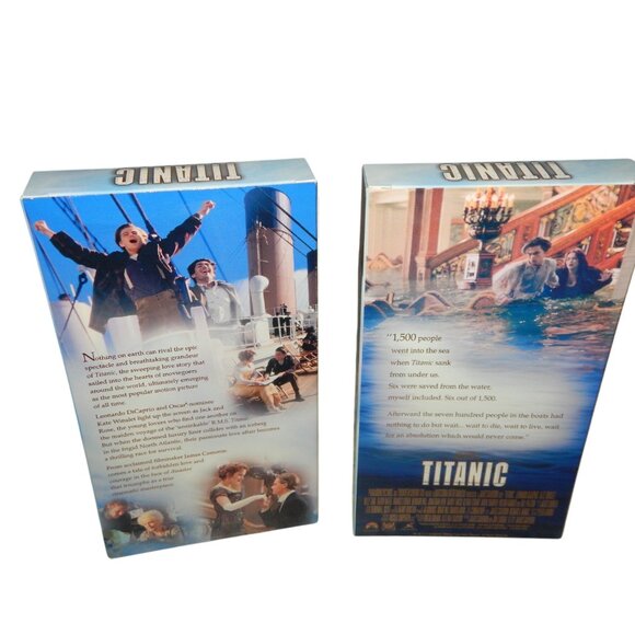 TITANIC vintage 2pc VHS in original paper box set case DiCaprio Winslet - Picture 4 of 8